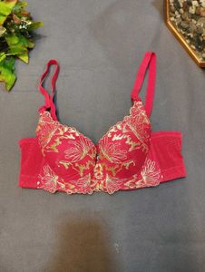 Red &amp; Gold Embroidered Bra🌸