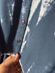 Blue Tie-Dye Button-Down Top