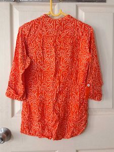 Soch Brand Orange And White Printed Top