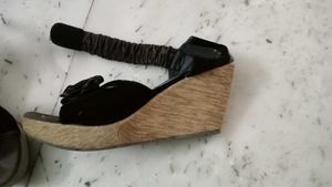 Brown And Black Flats Sandals