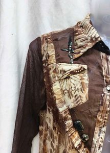 Brown Patterned Sheer Top