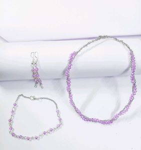 Handcrafted Jewelry Set with Purple Beads
