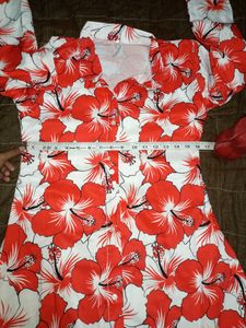 Red Hibiscus Print Dress