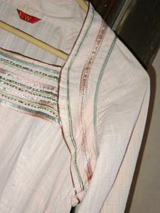 Festive Peach Embroided Kurti(W)