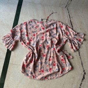 Blush Pink Floral Peasant Blouse