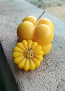 cube and flowers candles