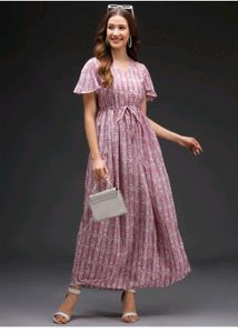 White Nd Pink Maxi Dress 👗