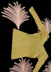 Lime Green V-Neck Ribbed Knit Top