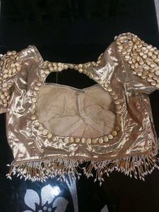 Gold Embellished Blouse and saree
