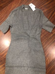 Abercrombie &amp; Fitch Gray Midi Bodycon Dress