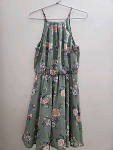 Imported Green floral Midi(frock)