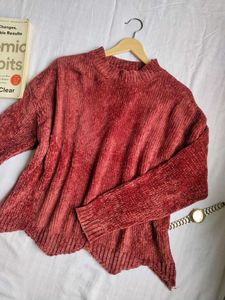 Chenille Velvet Mock Neck Sweater