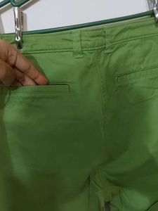Green Coloured Low Waist Shorts.