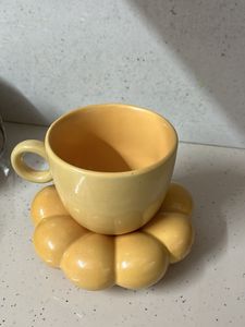 large Yellow Flower Mug plate set