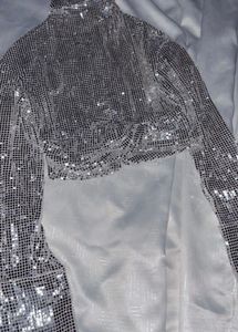 Og Zara Silver Sequin Crop Top