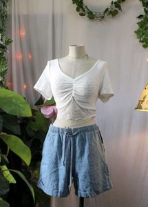 Savana White Lace Trim Crop Top
