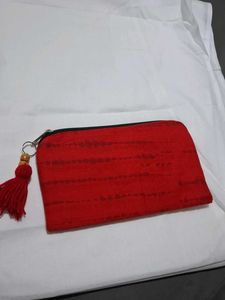 Red Patterned Pouch