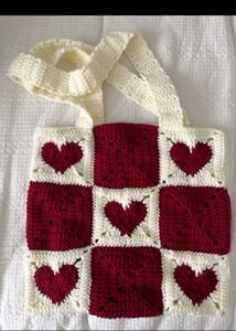 Crochet Heart Tote Bag