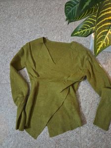 Stylish Olive Wrap Top