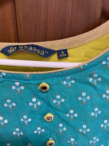 Yellow And Teal Kurthi