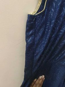 Elegant Navy &amp; Gold Ethnic Gown