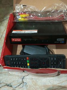 Airtel Setup Box Original Box With Remote, Adaptor And Connecter