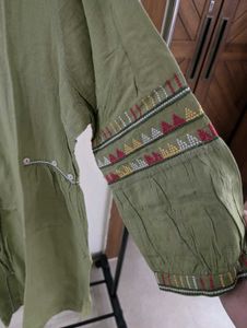 Olive Embroidered Dress