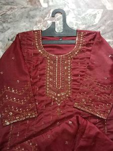 Burgundy Embroidered Salwar Kameez