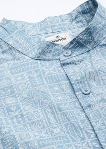Abstract Print Blue Casual Shirt, Size:M