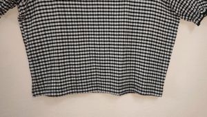 Fitted Black And White Checked Top