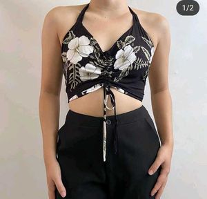 Floral Halter Crop Top