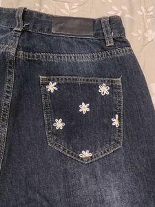 Floral Embroidered Wide Leg Jeans