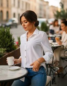 Elegant White Button-Down Shirt all sizes are avai