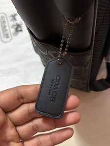 Unisex Coach Leather Backpack Black