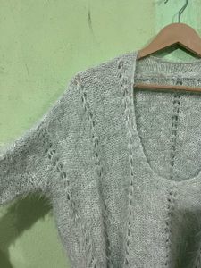 vintage luxury gorge blue fur mohair knitwear