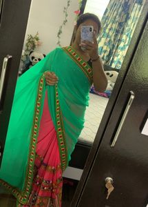 Garba Style Saree with Blouse 💚🩷