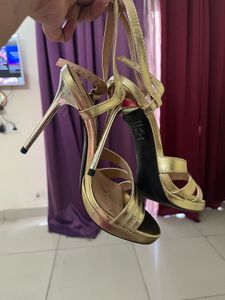 Zara Gold Strappy Heels - Size 7
