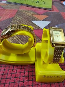 Sonata Gold Watches (Set of 2)