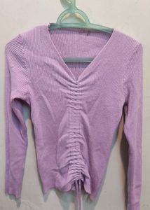 Lilac Cinched Front Long Sleeve