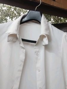 White Puff Sleeve Button Down