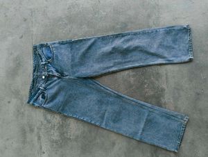 Acid Wash Wide Leg Straight Jeans