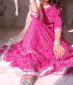 Gown In Bandhani Print