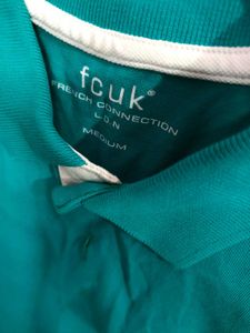 FCUK Teal Polo T-Shirt Medium