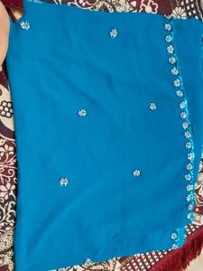 Teal Embellished Saree