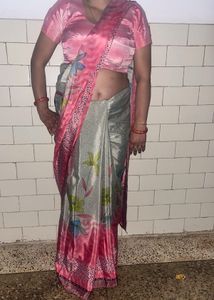 OMG crepe Elegant Pink Saree with blouse