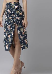 Floral Print Slit Skirt