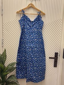 Blue Floral Midi Dress