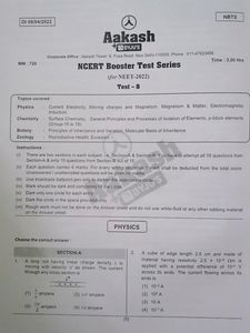 Aakash Institute NEET NCERT Booster Test Series (8 Part Syllabus Tests) 720 marks Mock Test Papers (pdf solutions available)