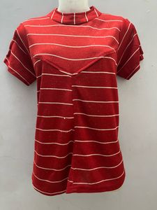 Red Designer Slight Glitter Top