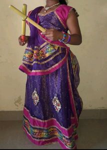 Radha Garba (Purple) Lehenga Choli Kids